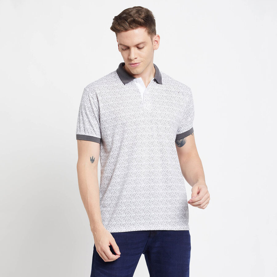 Printed Polo Shirt, गहरा ग्रे, large image number null