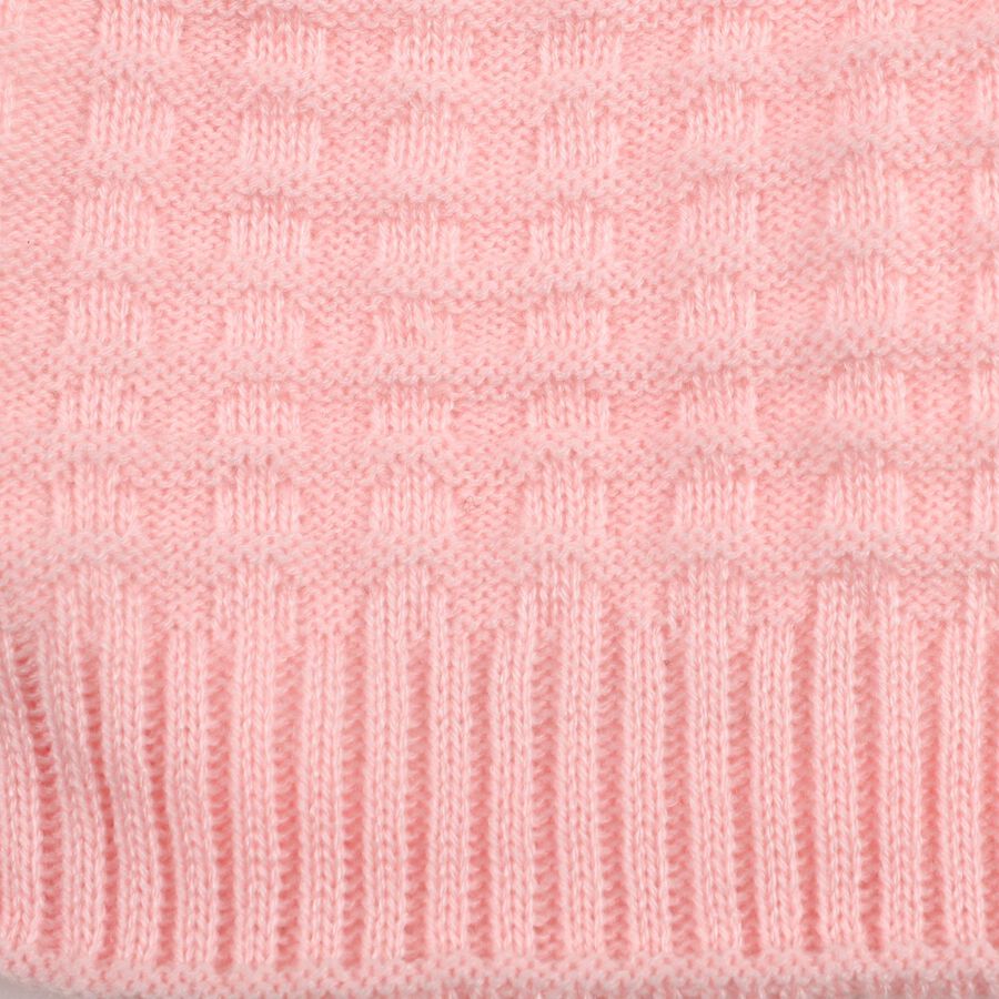 Girls' Soft Pink Textured Winter Cap, हल्का गुलाबी, large image number null