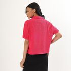Women's Bright Fuchsia Pink Half Sleeve Classic Casual Shirt, Pink, small