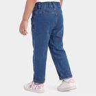 Girls' Blue Straight Fit Embroidered Jeans, Mid Blue, small