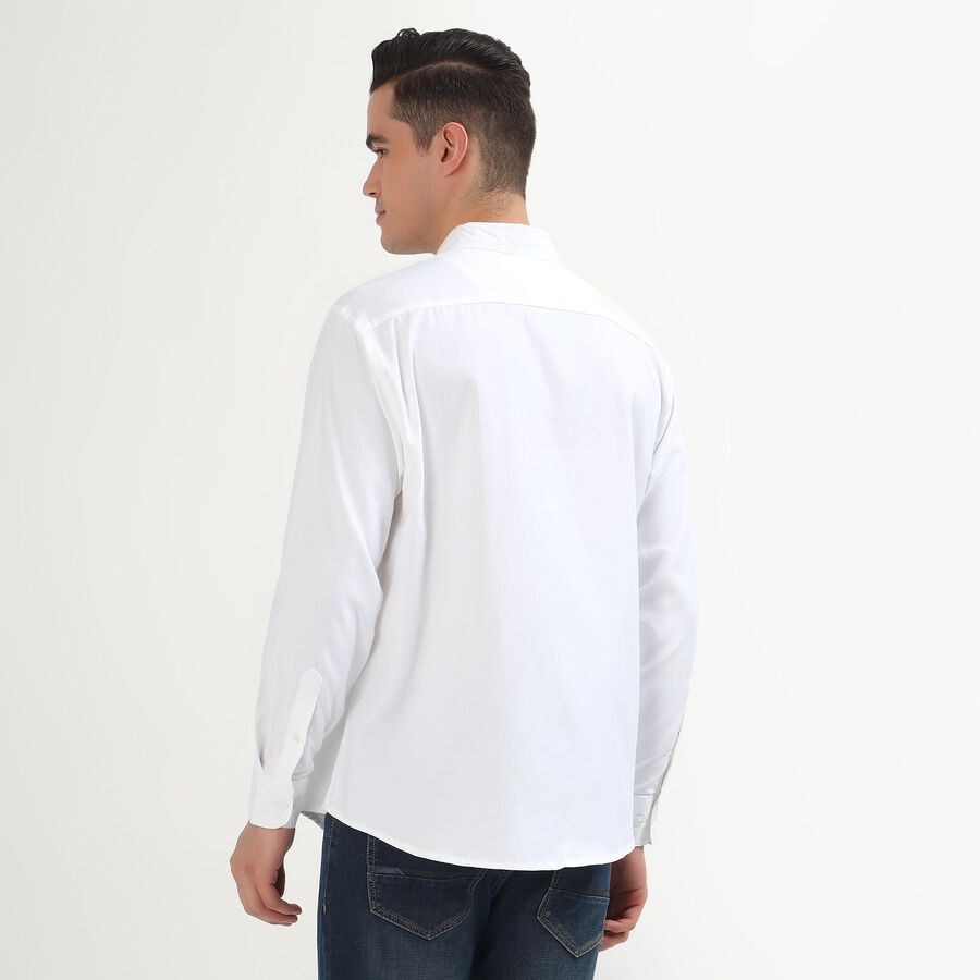 Men's Snow White Classic Collar Casual Shirt, सफ़ेद, large