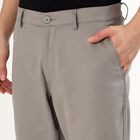 Men's Muted Grey Slim Fit Flat-Front Casual Trousers, Light Grey, small