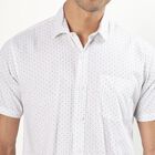 Men's White Cotton Classic Casual Shirt, White, small