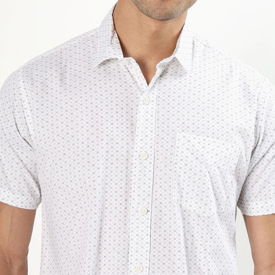 Men's White Cotton Classic Casual Shirt, White, large