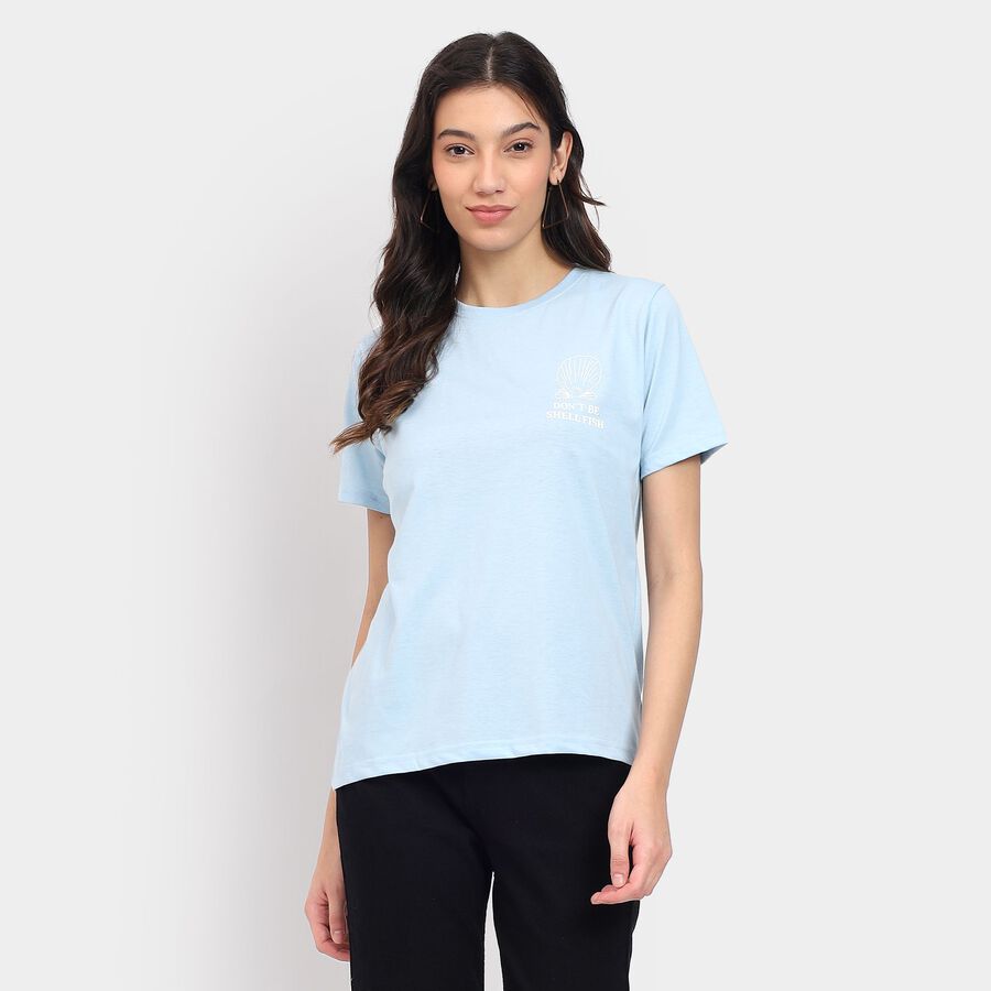 Ladies' Round Neck T-Shirt , हल्का नीला, large image number null