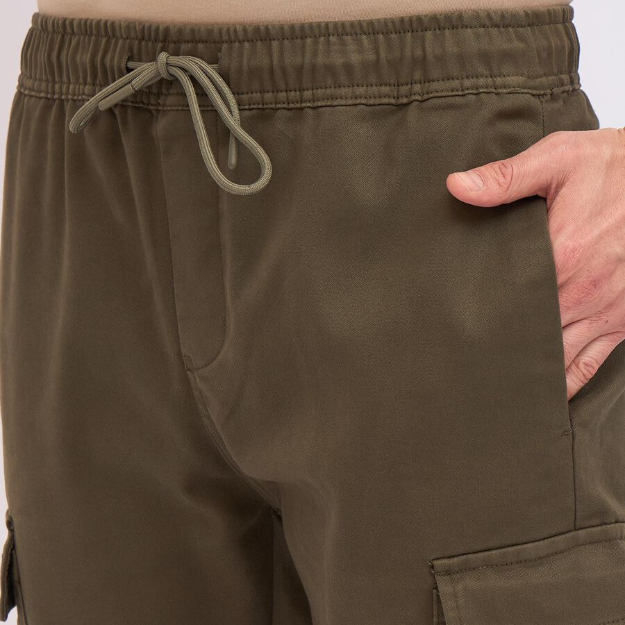 Men's Cargo Slim Fit Casual Trousers, Olive, large image number null