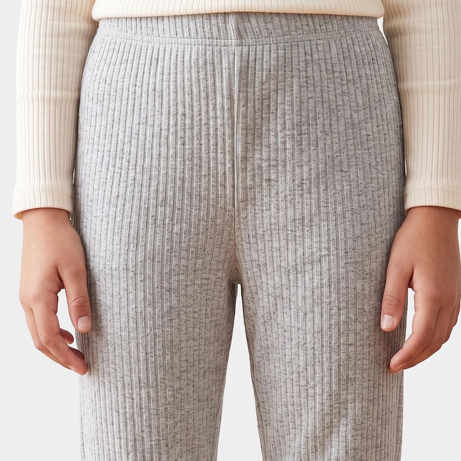 Girls Grey Long Johns Thermal, हल्का ग्रे, large