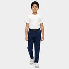 Boys' Blue Cotton Regular Fit Jeans, गहरा नीला, small