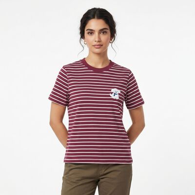 Women's Purple Cotton Round Neck Regular T-Shirt