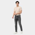 Men's Dark Grey Slim Fit Faded Jeans, Dark Grey, small