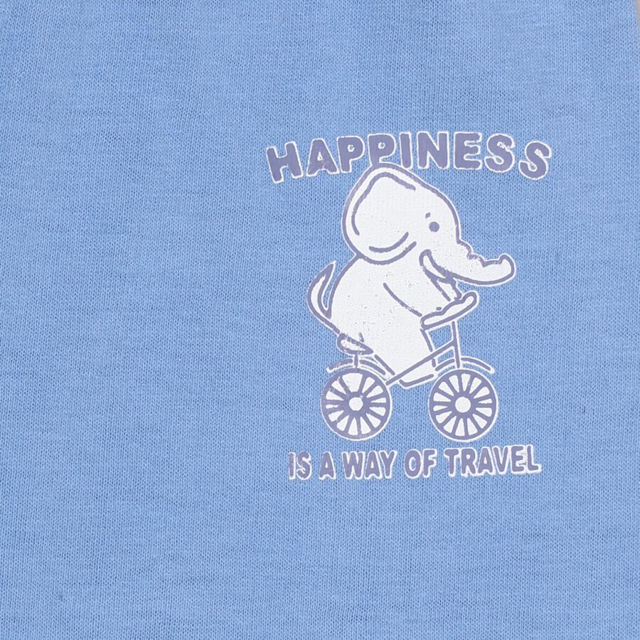 Infants Soft Eggshell White Cotton Pyjama, Mid Blue, large image number null