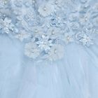 Girls' Light Powder Blue Floral Embroidered Party Wear Frock, Light Blue, small image number null