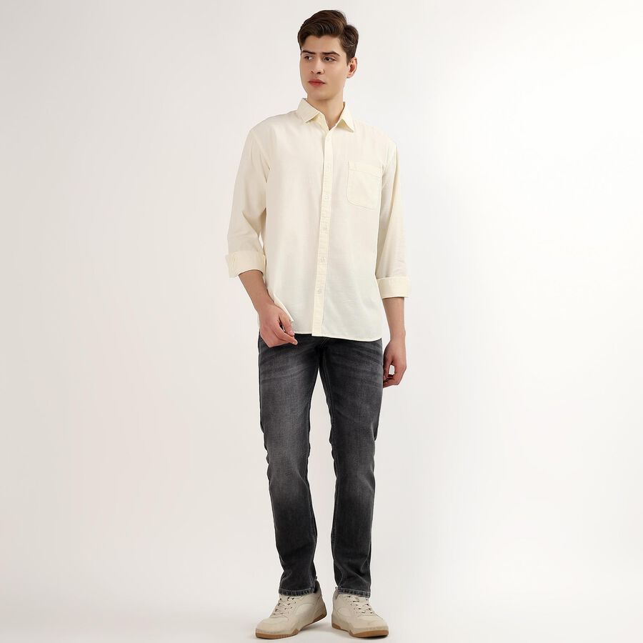 Men's Off-White Classic Collar Casual Shirt, ऑफ व्हाइट, large