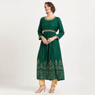 3/4Th Sleeves Flared Kurta, Dark Green, small image number null