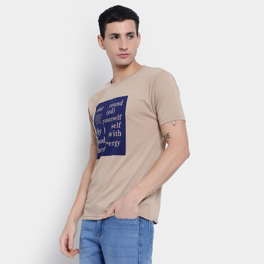Round Neck T- Shirt, Beige, large image number null