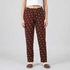Women's Brown Straight Fit Floral Printed Pyjama, भूरा, small