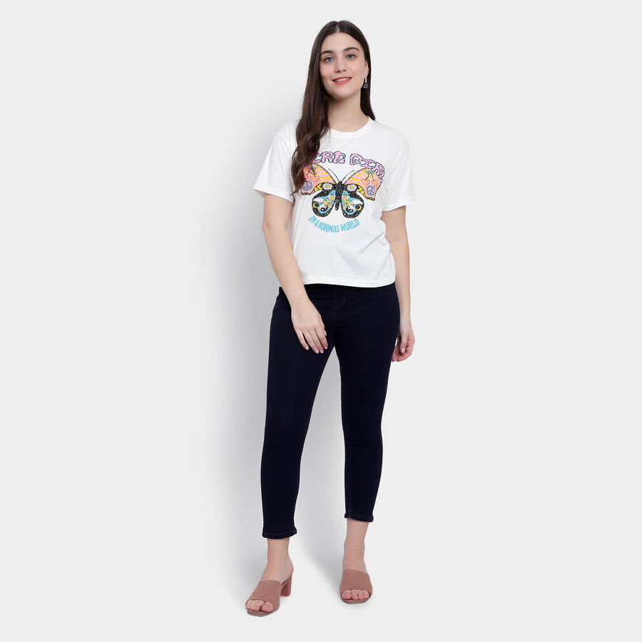 Round Neck T-Shirt, सफ़ेद, large image number null