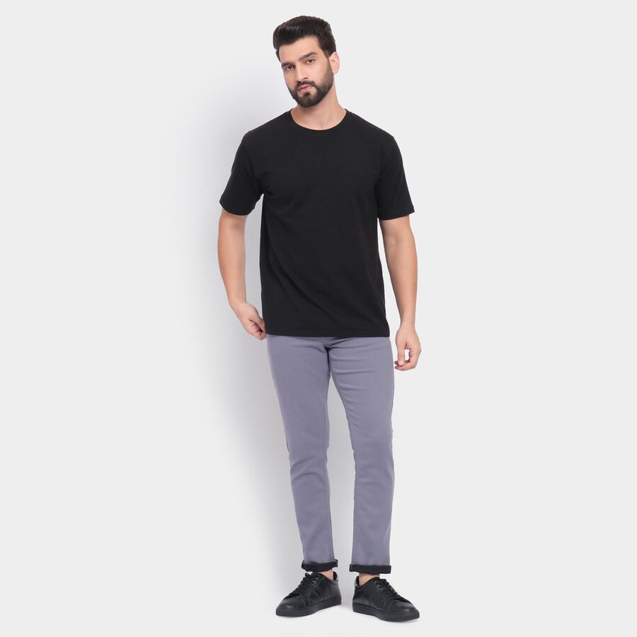 Men's Slim Fit Casual Trousers, गहरा नीला, large image number null
