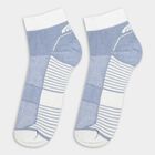 Men's Ankle-Length Striped Cotton Blend Socks, Mid Blue, small image number null
