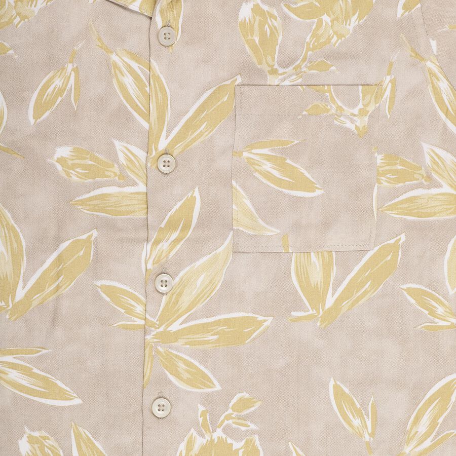 Boys' Muted Beige Cotton Classic Casual Shirt, गहरा पीला, large image number null