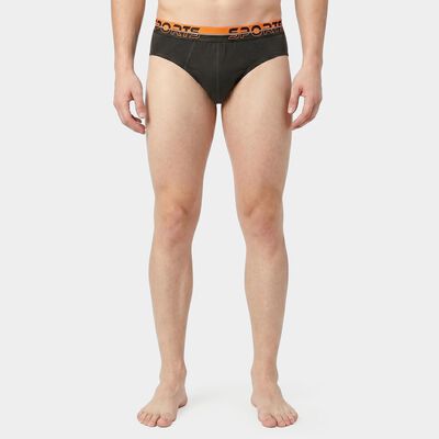 Men's Grey Regular Fit Solid Briefs