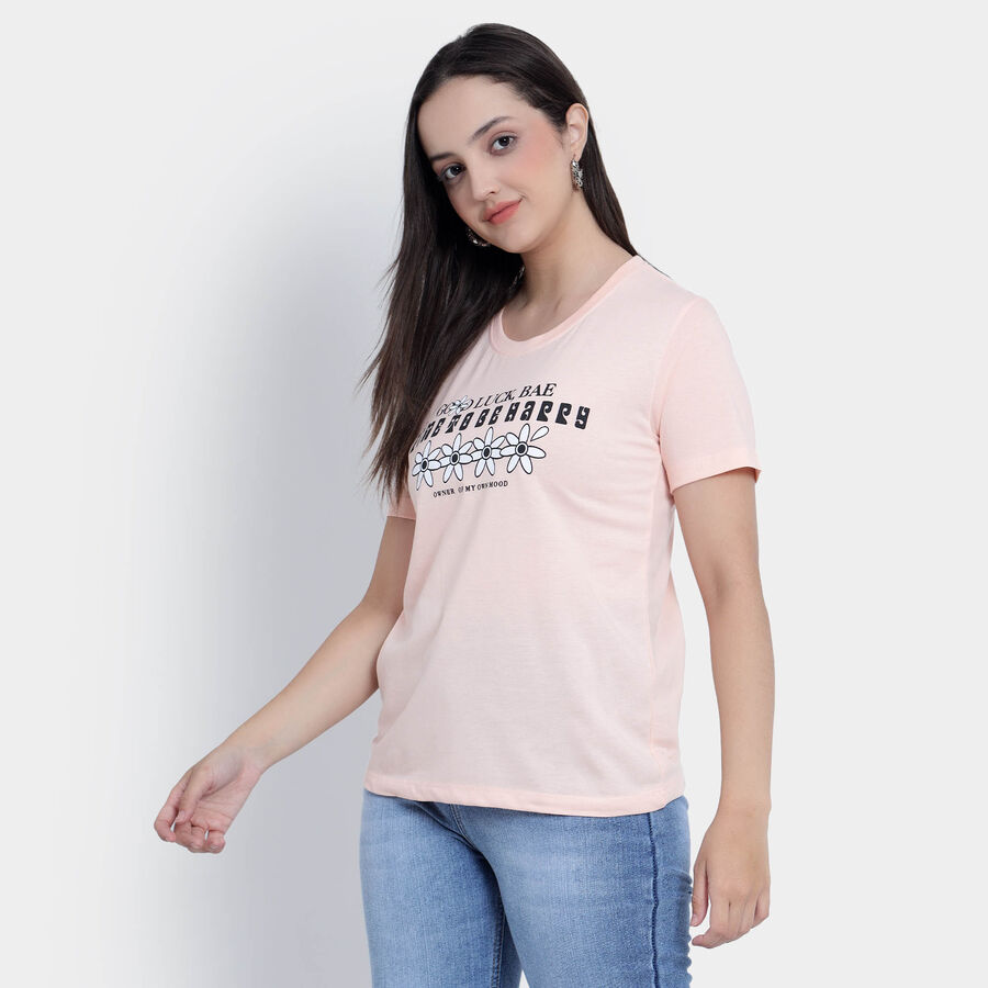 Round Neck T-Shirt, Peach, large image number null