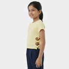 Girls Yellow Cotton Casual T-Shirt, पीला, small