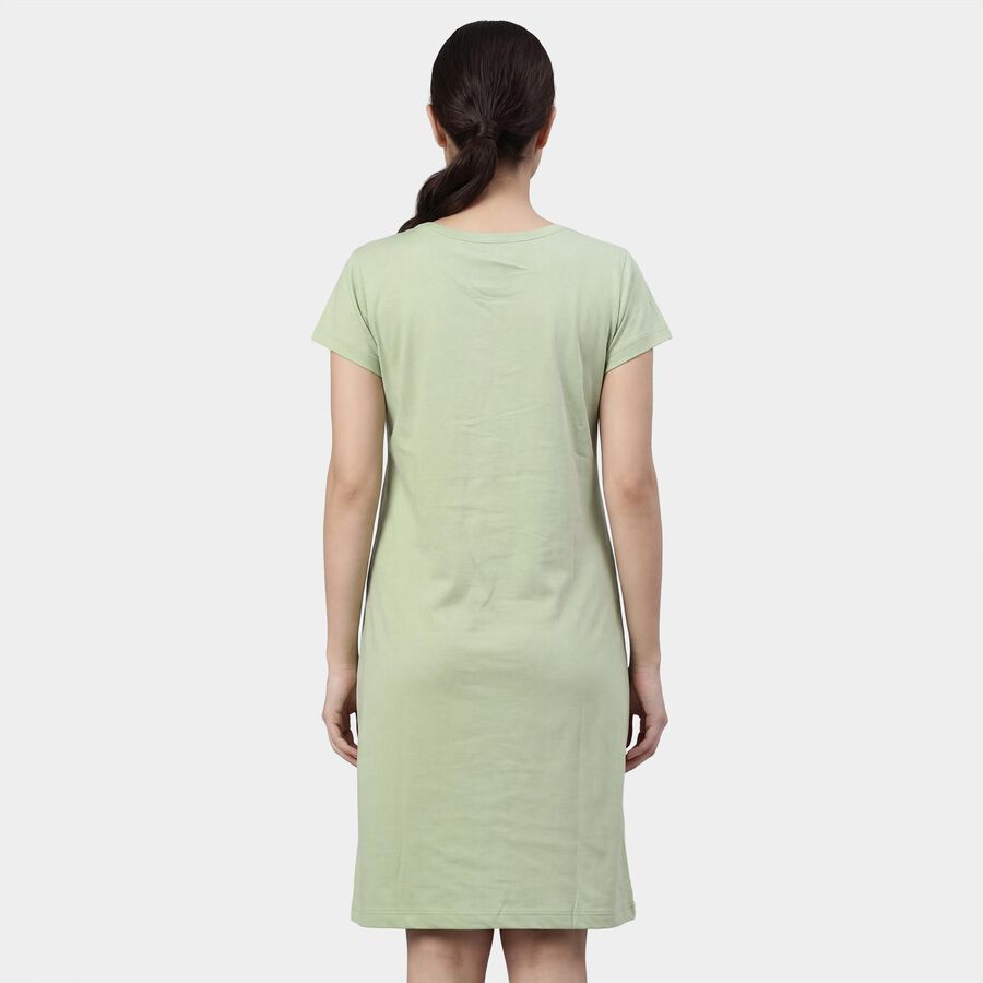 Women's Light Green V-Neck Floral Print Nighty, Light Green, large