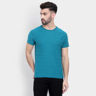 Solid Round Neck T-Shirt, Teal Blue, small image number null