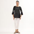 Women's Black Round Neck Printed Kurti, Black, small image number null