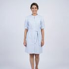 Women's Blue V-Neck Casual Midi Dress, Light Blue, small