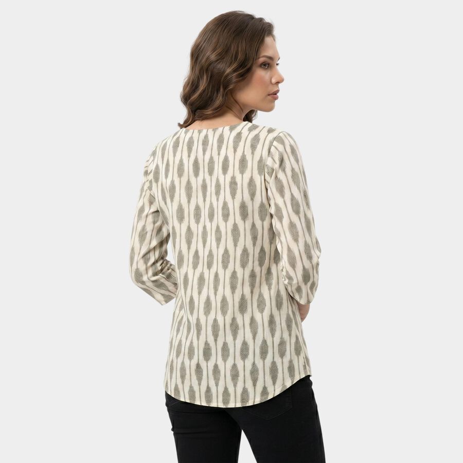 Women's White Kurti, ऑफ व्हाइट, large