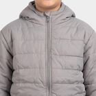 Boys Grey Hooded Puffer Jacket, Light Grey, small