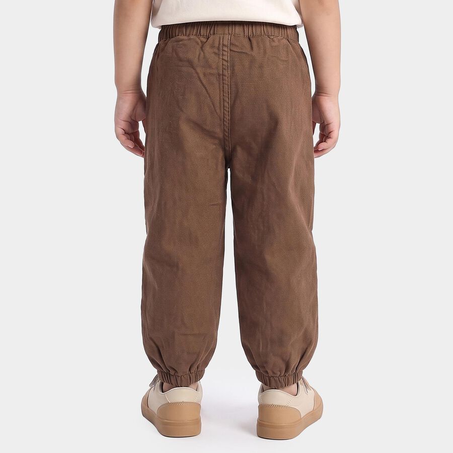Girls Brown Jogger Fit Drawstring Jeans, Brown, large
