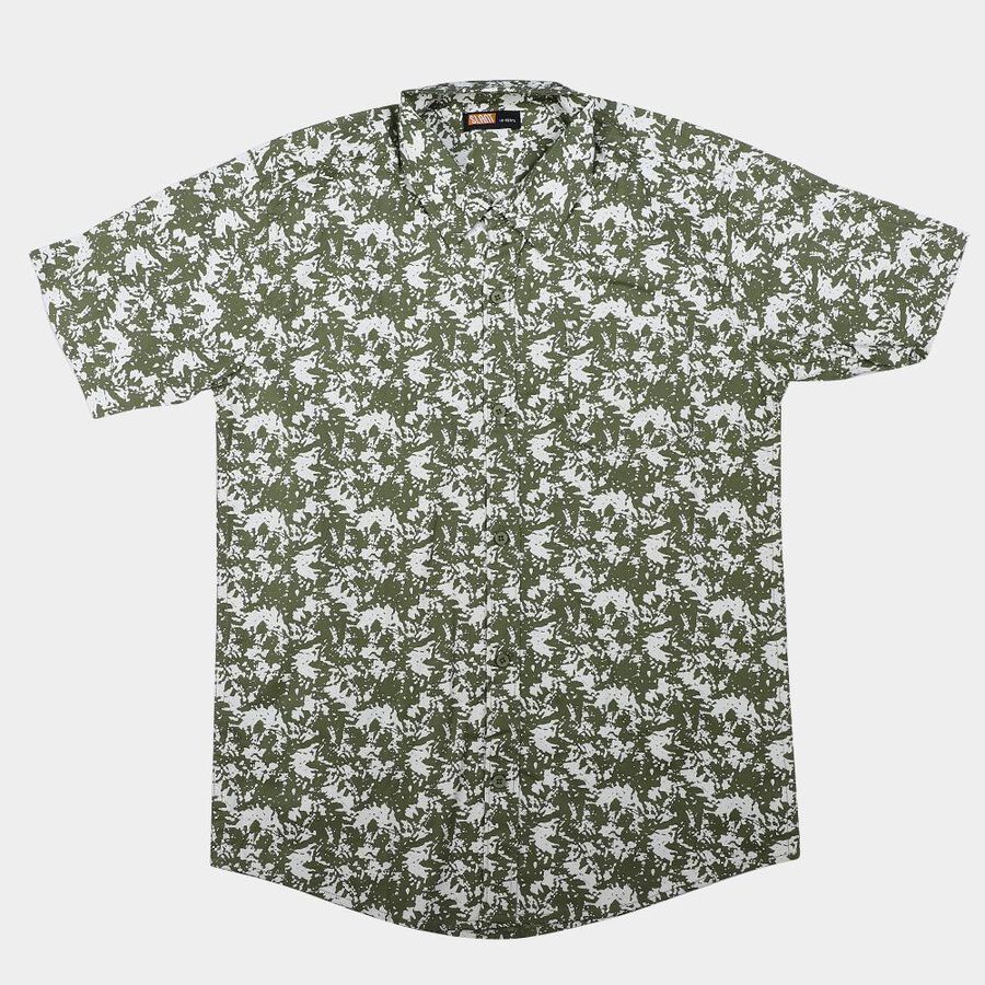 Boys Olive Green Cotton Short Sleeves Collar Regular Fit Shirt, ओलिव, large