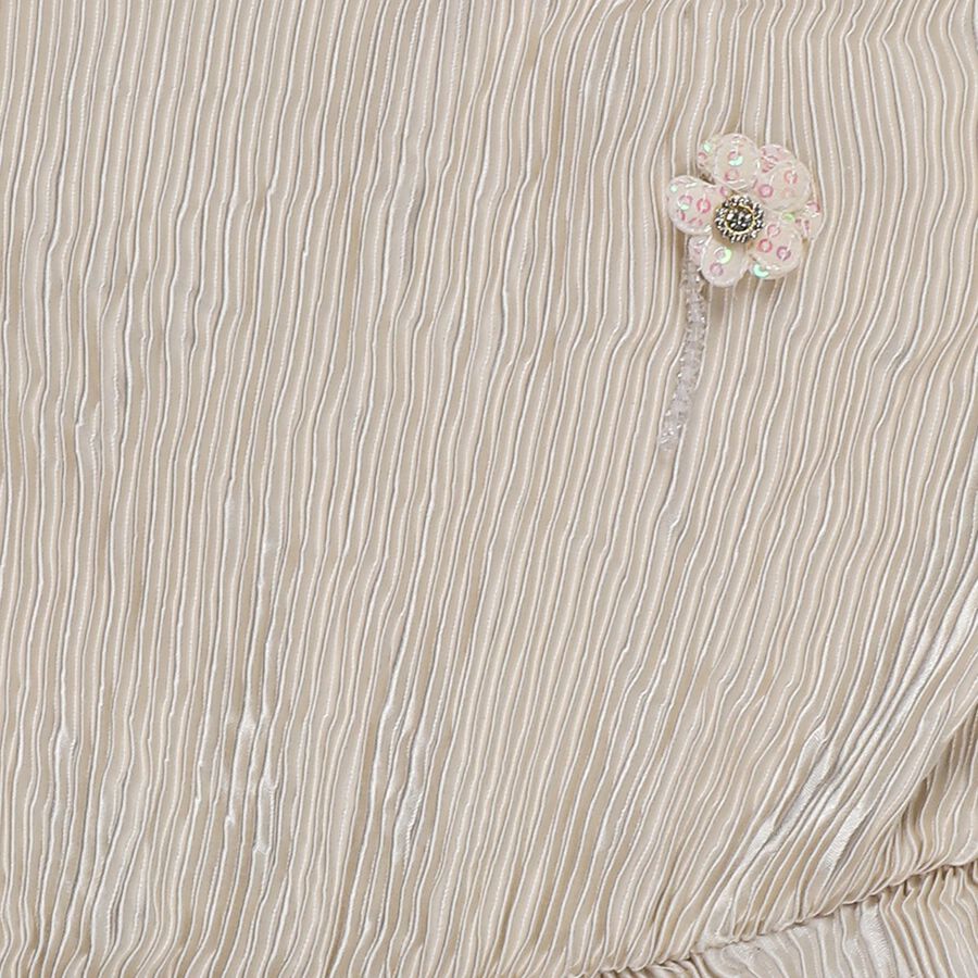 Girls' White Round Neck Romantic T-Shirt, सफ़ेद, large