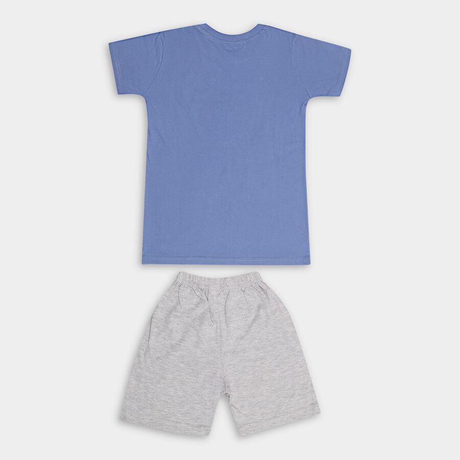 Boys' 100% Cotton Knit Baba Suit , मध्यम नीला, large image number null