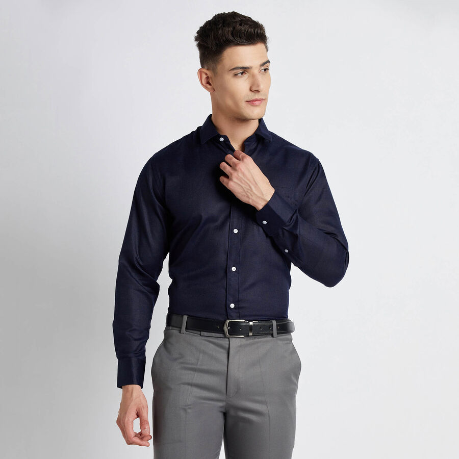 Solid Formal Shirt, Navy Blue, large image number null