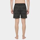 Men's Black Classic Fit Geometric Printed Boxers, काला, small
