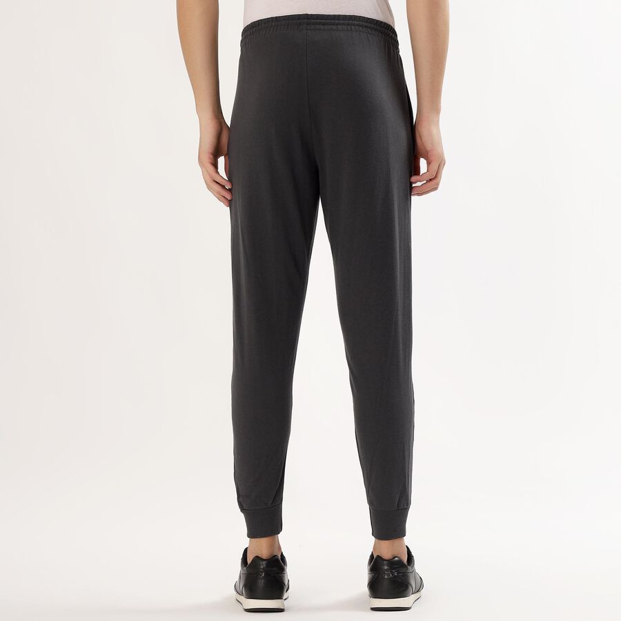 Men's Charcoal Grey Regular Fit Logo Accent Track Pants, Dark Grey, large image number null
