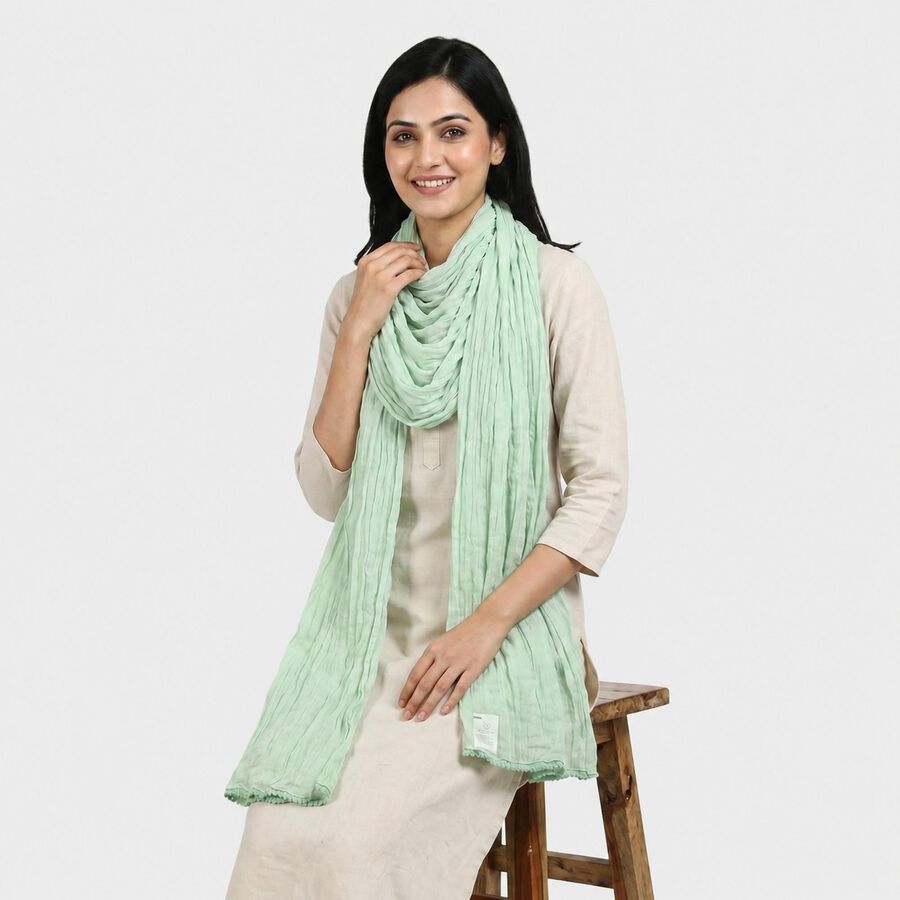 Women's Mint Green Solid Dupatta, हल्का हरा, large
