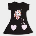 Girls' 100% Cotton Frock, काला, small
