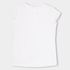 Girls' Bright Snow White Round Neck Casual T-Shirt, White, small