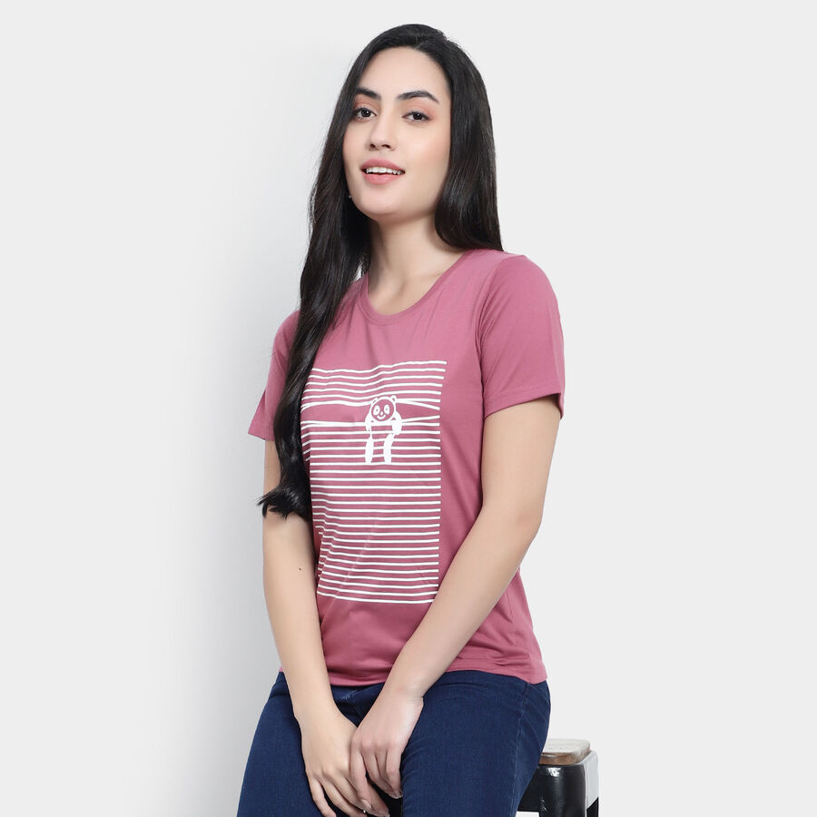 Round Neck T-Shirt, बैंगनी, large image number null