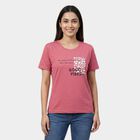 Women's Pink Round Neck Casual T-Shirt, Pink, small
