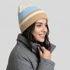 Women's Light Blue Striped Beanie Cap, हल्का नीला, small