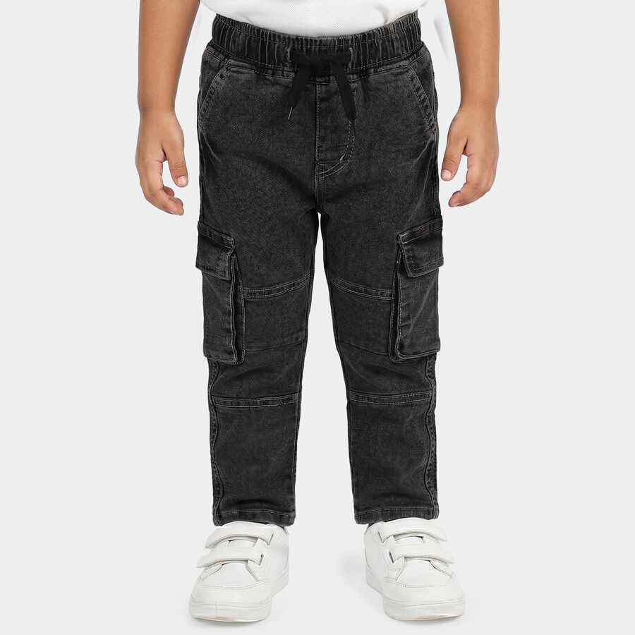 Boys' Dark Grey Relaxed Fit Cargo Jeans, Dark Grey, large