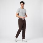 Men's Brown Slim Fit Zip Pocket Track Pants, भूरा, small