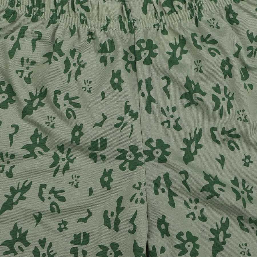 Girls' Green Regular Fit Printed Shorts, Light Green, large
