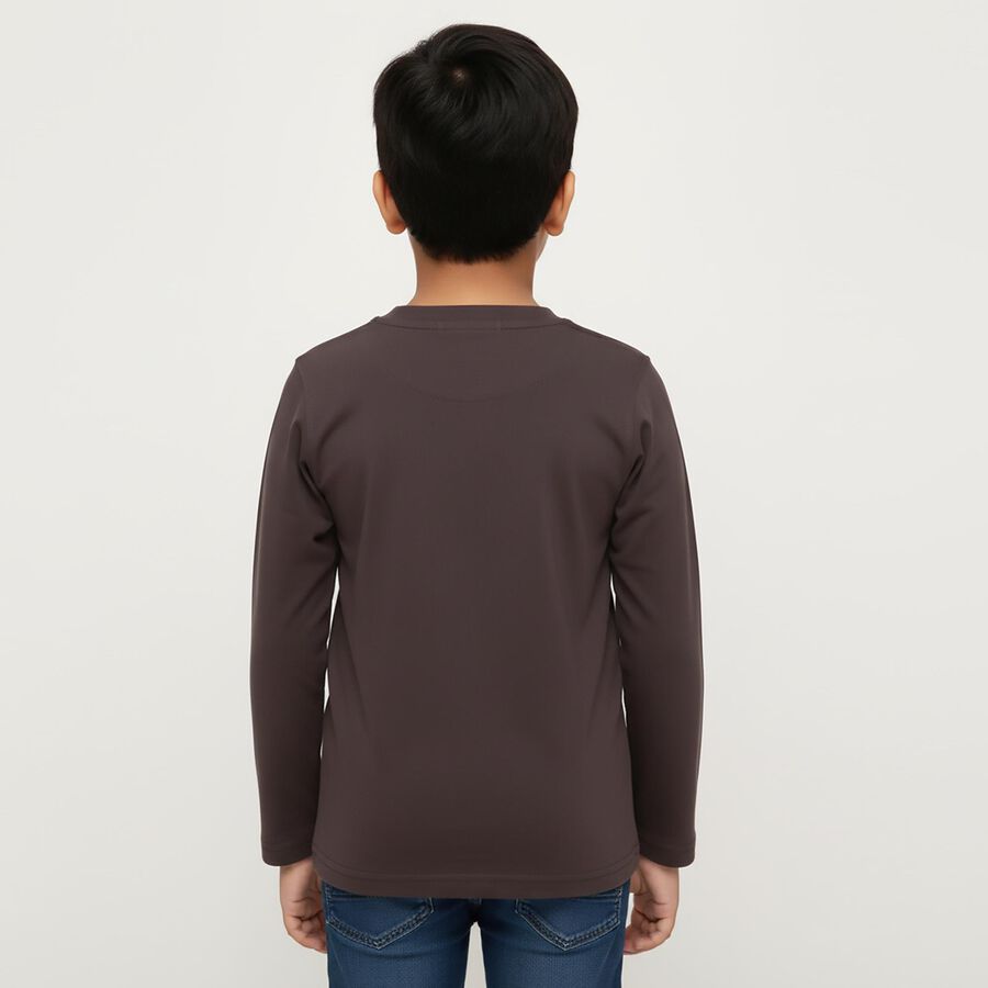 Boys Charcoal Cotton Round Neck Casual T-Shirt, चारकोल, large image number null